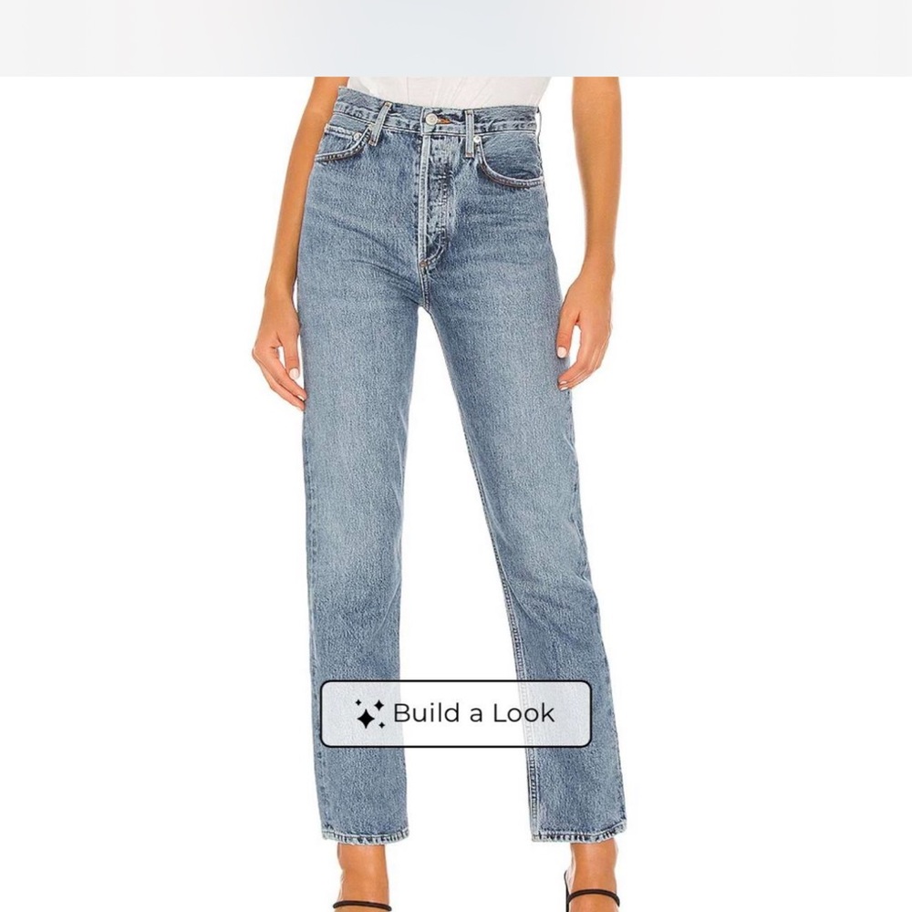 Agolde Light Blue High-Rise Straight Leg Jeans